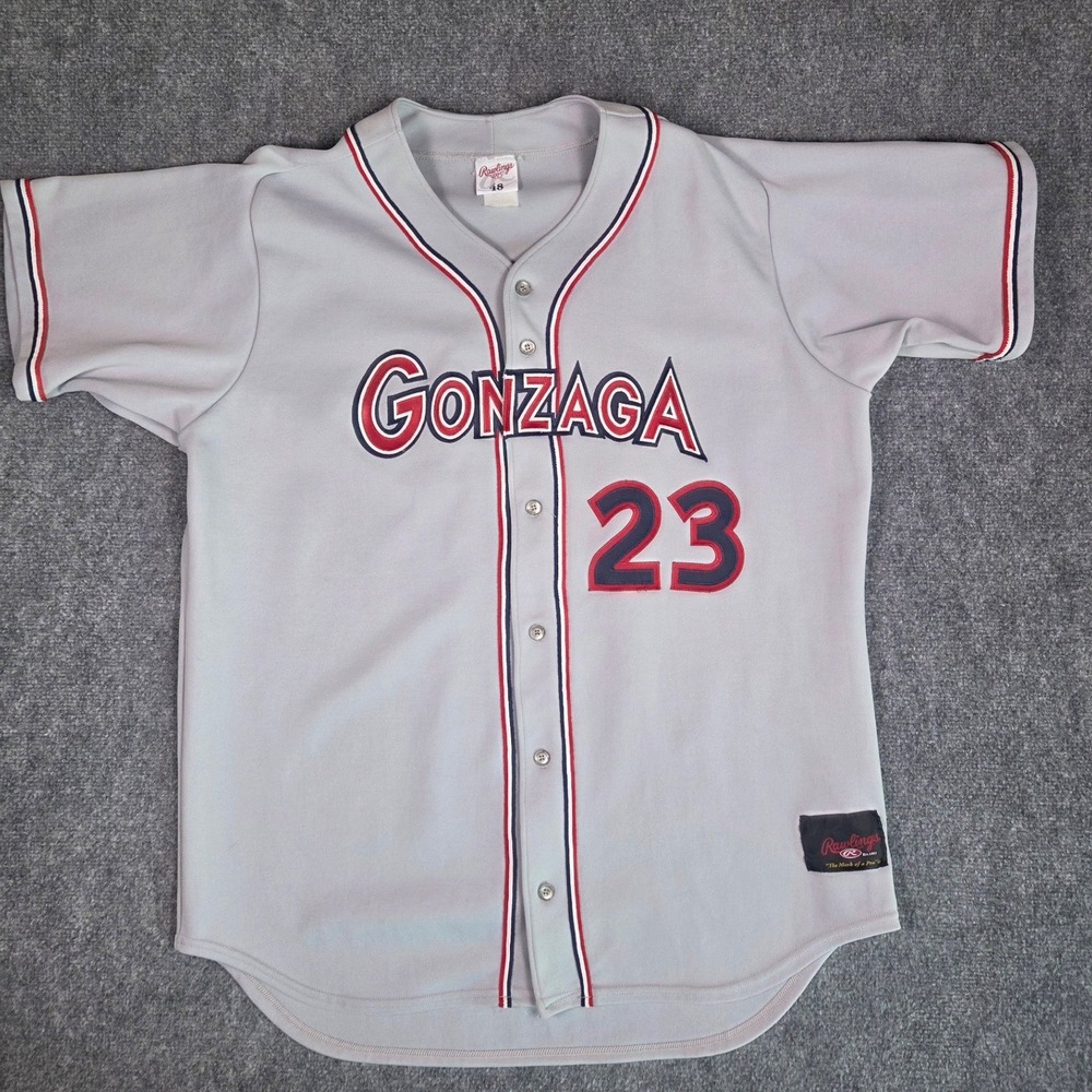 Gonzaga Bulldogs Baseball Jersey Mens 48 Rawlings Grey Button Up‎ Number 23